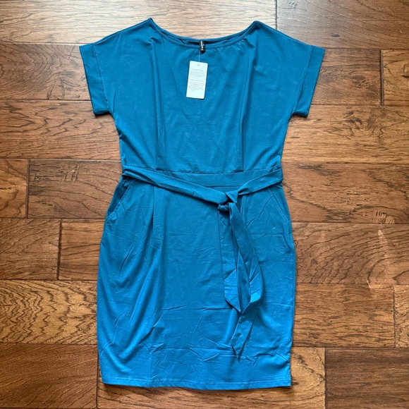 Dresses & Skirts - Fashion Women's Size XL Blue Teal Front Tie Short Sleeve T-Shirt Dress
